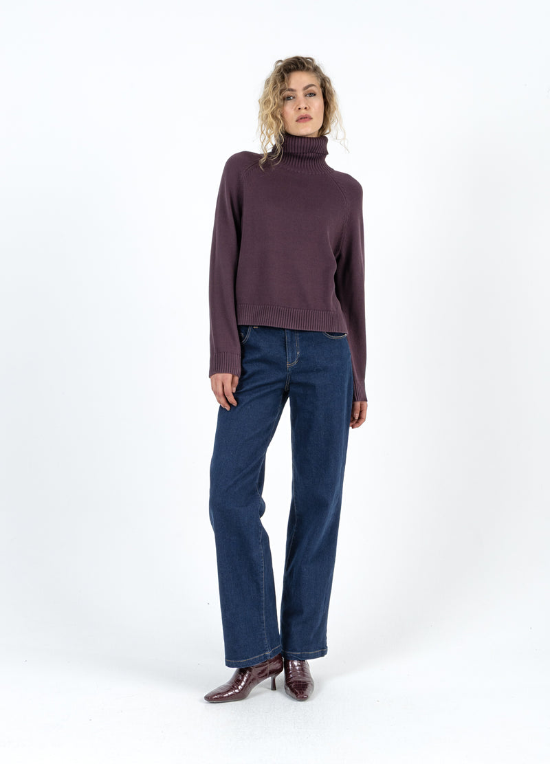 Coster Copenhagen STRIKKET MED HØJ HALS I BOMULD Knitwear Bordeaux - 653