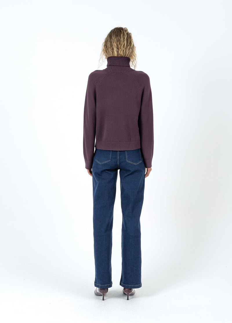 Coster Copenhagen STRIKKET MED HØJ HALS I BOMULD Knitwear Bordeaux - 653