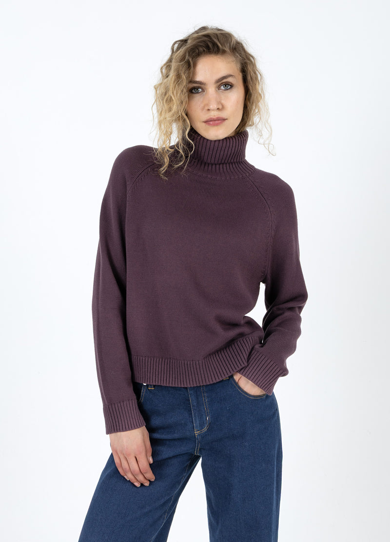 Coster Copenhagen STRIKKET MED HØJ HALS I BOMULD Knitwear Bordeaux - 653