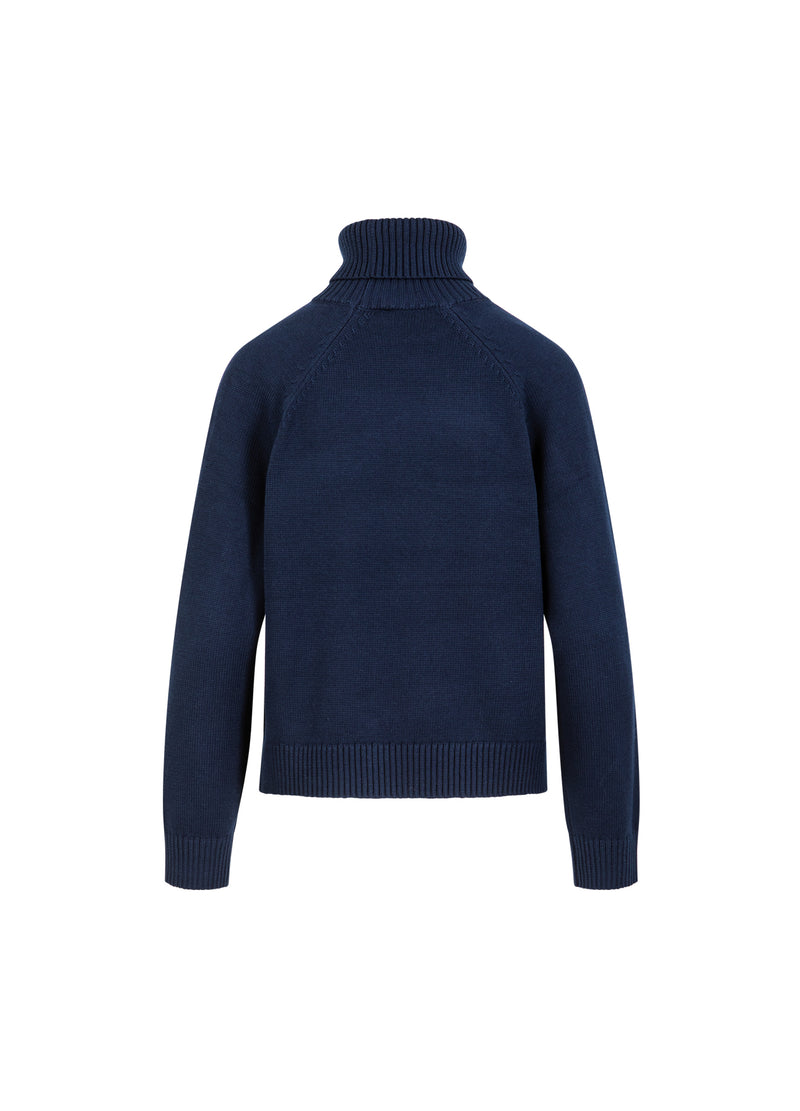 Coster Copenhagen STRIKKET MED HØJ HALS I BOMULD Knitwear Eclipse blue - 555