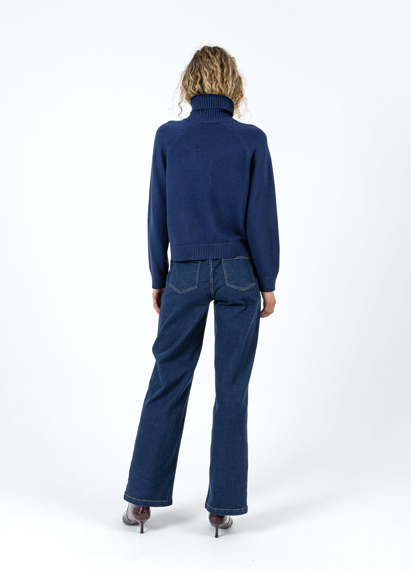 Coster Copenhagen STRIKKET MED HØJ HALS I BOMULD Knitwear Eclipse blue - 555
