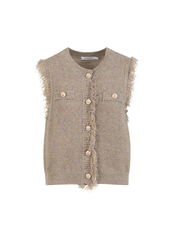 Coster Copenhagen STRIKKET VEST Knitwear Sand/lurex - 360