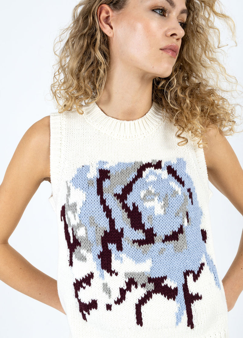 Coster Copenhagen STRIKVEST MED ROSE Knitwear Pearl - 263