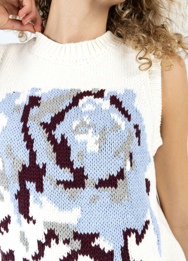 Coster Copenhagen STRIKVEST MED ROSE Knitwear Pearl - 263