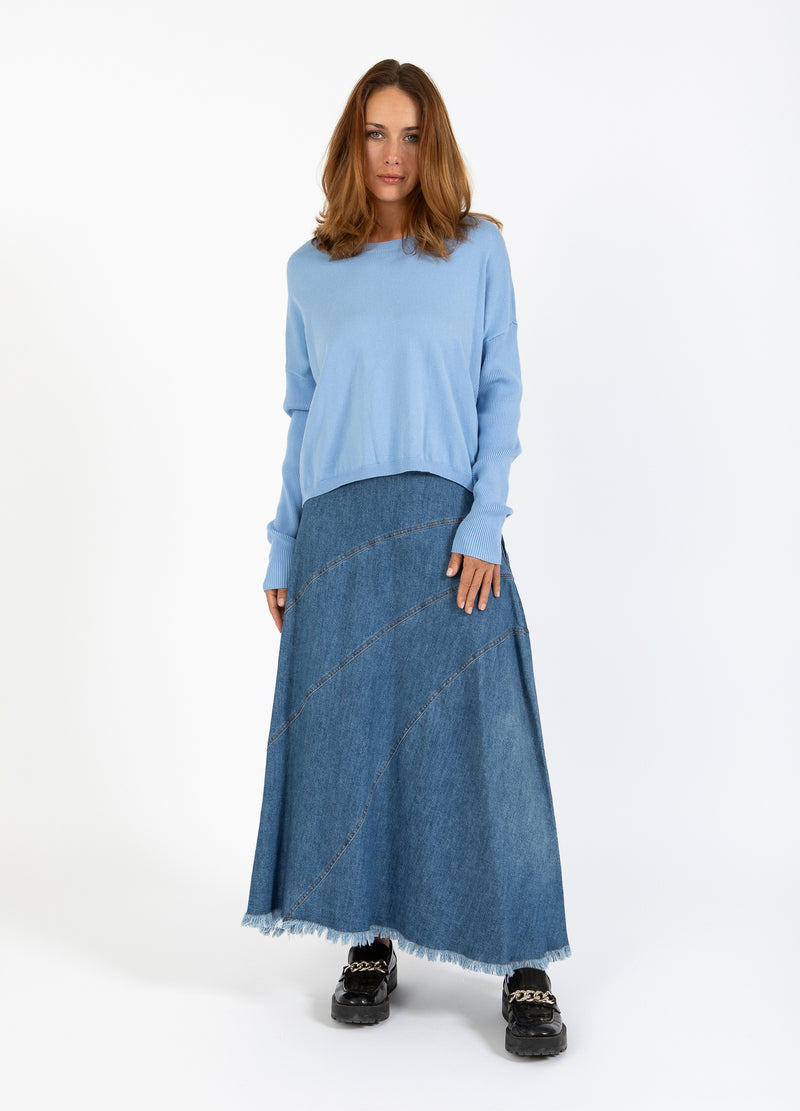 Coster Copenhagen STRIK MED DROP-SKULDRE OG STRAMME ÆRMER Knitwear Ice blue - 544