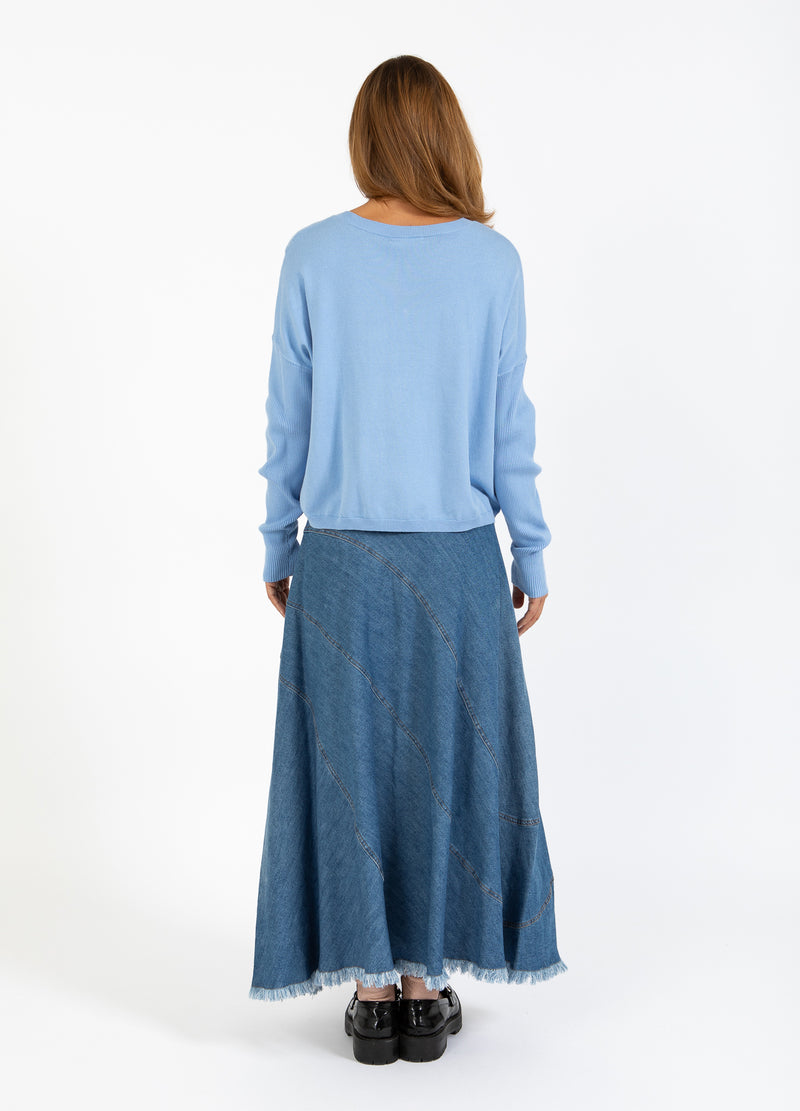 Coster Copenhagen STRIK MED DROP-SKULDRE OG STRAMME ÆRMER Knitwear Ice blue - 544