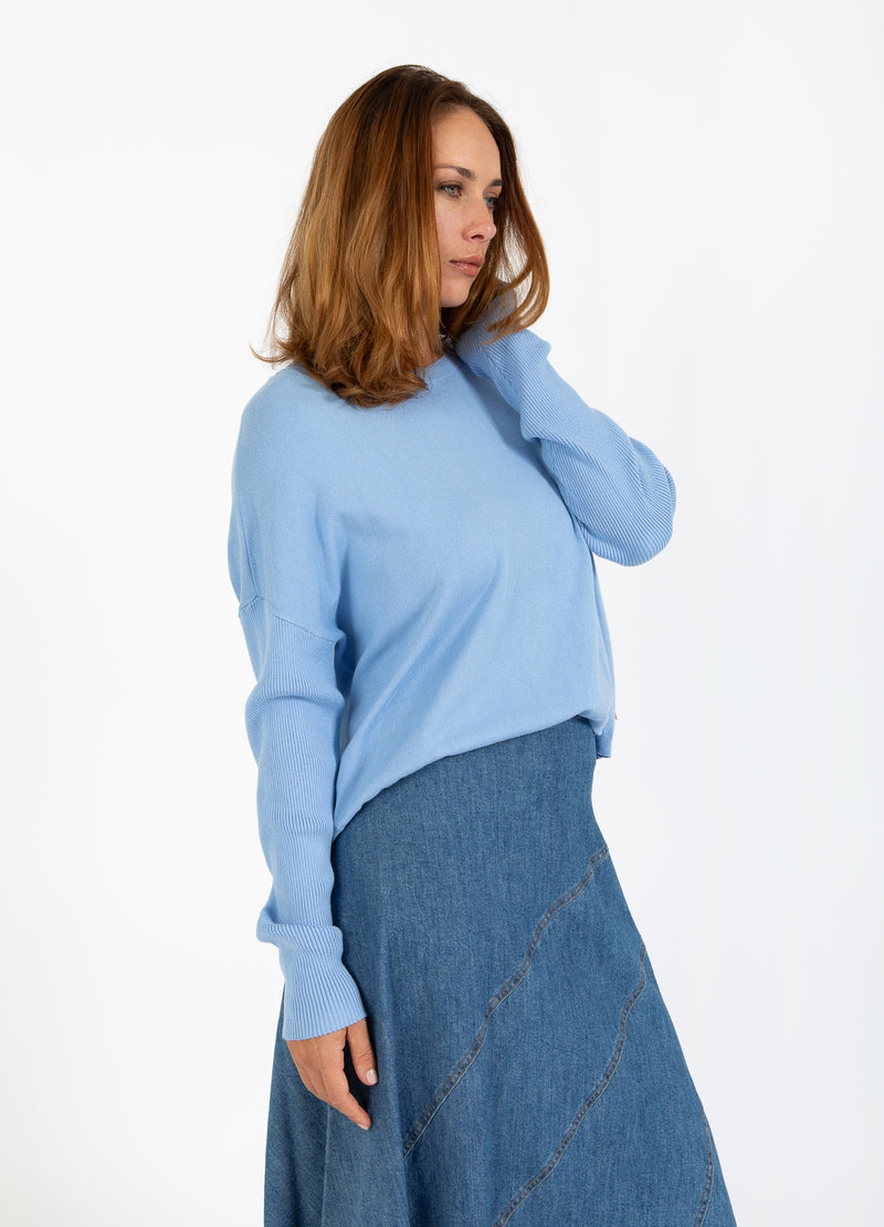 Coster Copenhagen STRIK MED DROP-SKULDRE OG STRAMME ÆRMER Knitwear Ice blue - 544