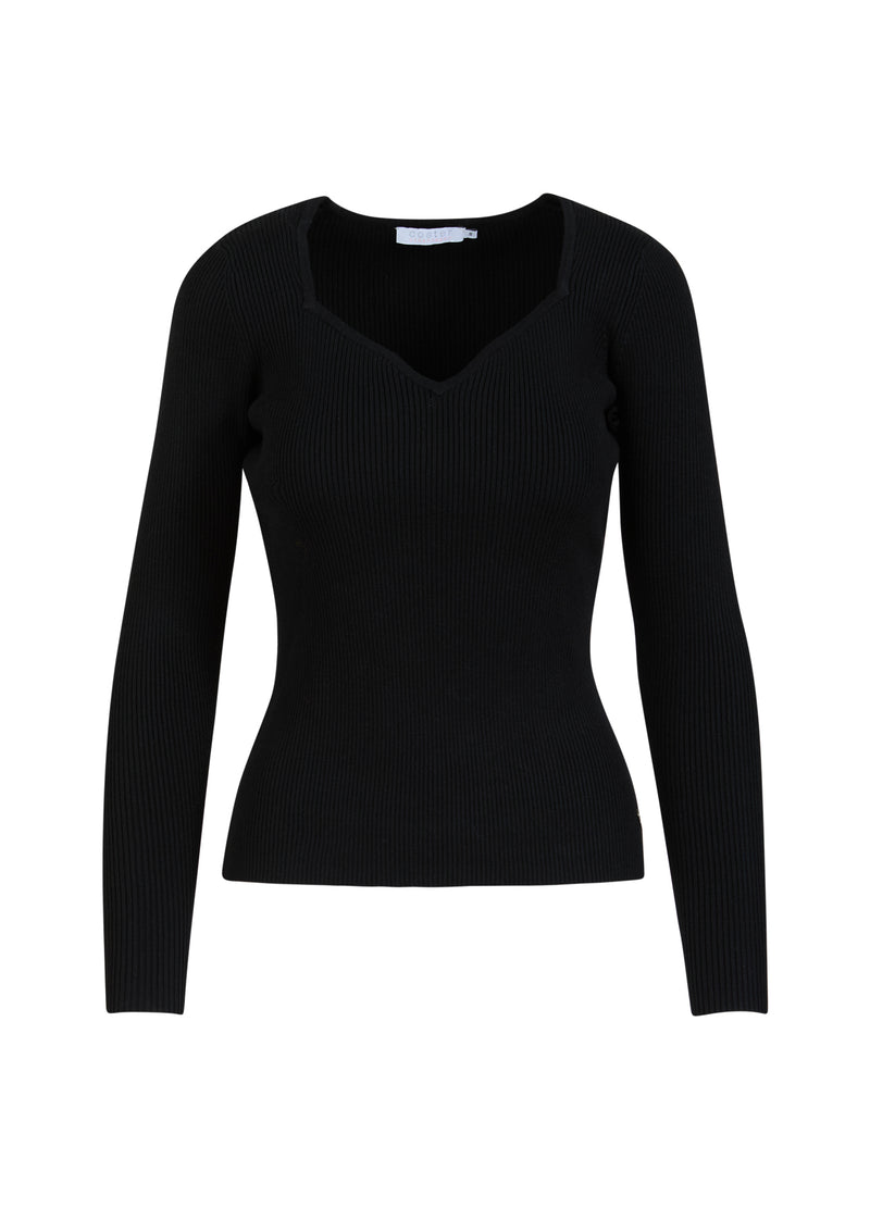 Coster Copenhagen  STRIK MED HJERTEFORMET HALS Knitwear Black - 100