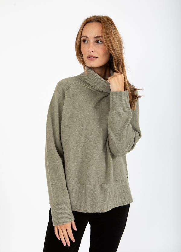 Coster Copenhagen STRIK MED HØJ HALS - COMFY KNIT Knitwear Moss Green - 469