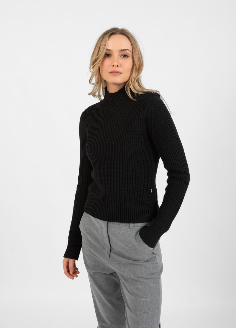 Coster Copenhagen  STRIK MED HØJ HALS OG KNAPPER Knitwear Black - 100