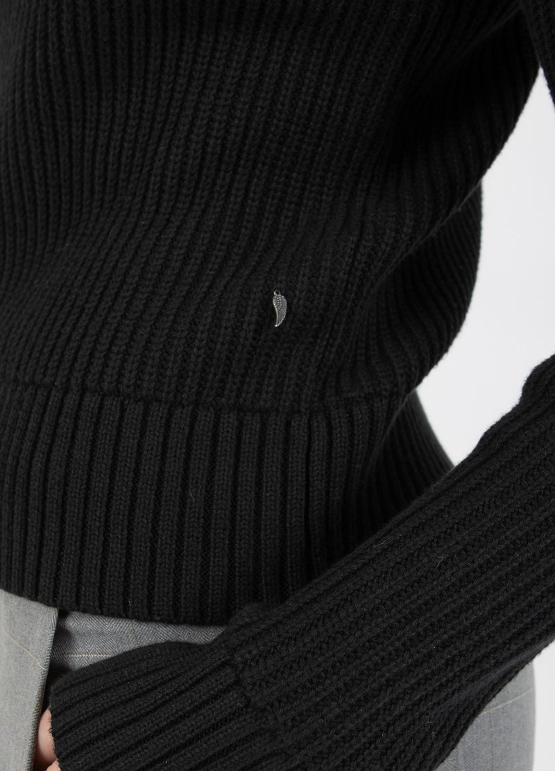 Coster Copenhagen  STRIK MED HØJ HALS OG KNAPPER Knitwear Black - 100