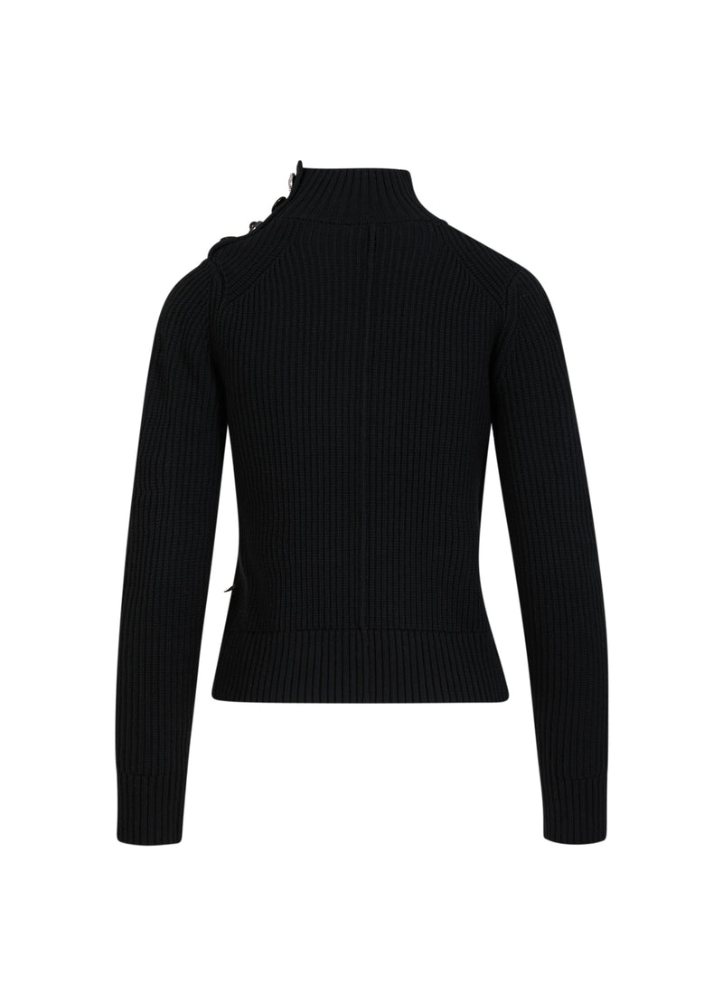 Coster Copenhagen  STRIK MED HØJ HALS OG KNAPPER Knitwear Black - 100