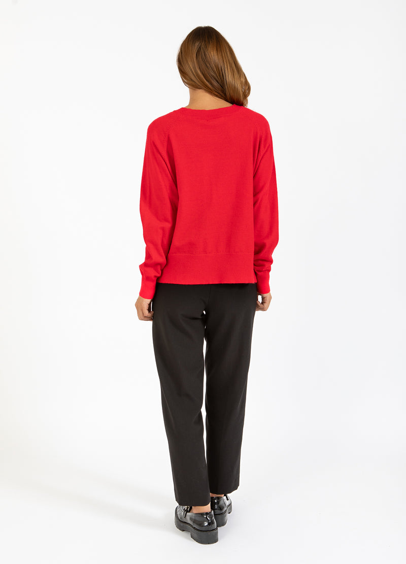 Coster Copenhagen STRIK MED RUND HALS - COMFY KNIT Knitwear Scarlet red - 618