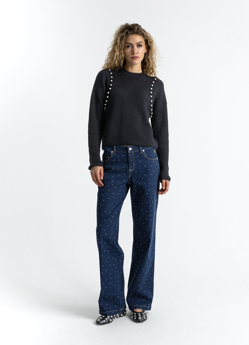 Coster Copenhagen STRIK MED SØLVPERLER Knitwear Black - 100