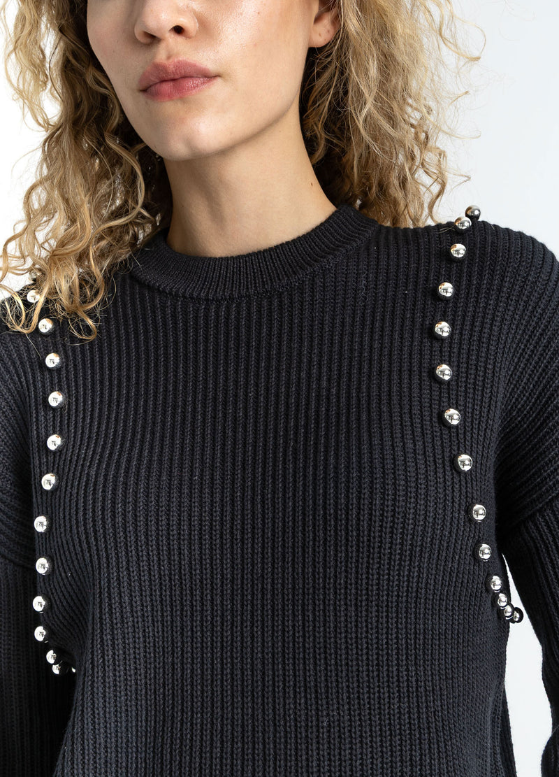 Coster Copenhagen STRIK MED SØLVPERLER Knitwear Black - 100