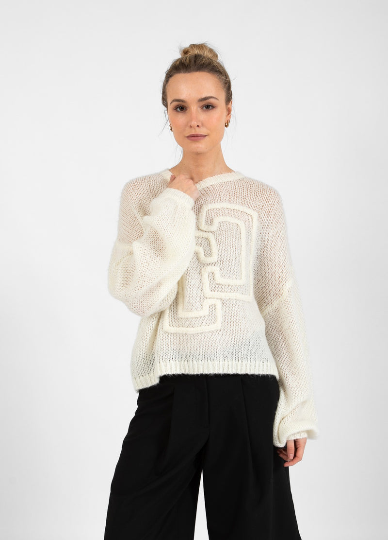 Coster Copenhagen  STRIK MED STORT EMBLEM Knitwear Creme - 241