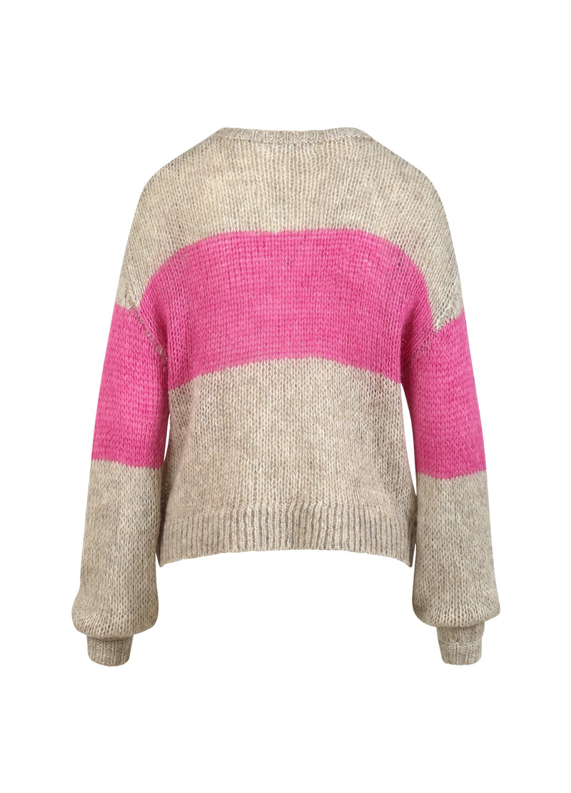 Coster Copenhagen STRIK MED STOR STRIBE Knitwear Sand / Magenta - 861