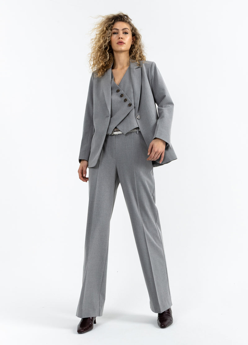 Coster Copenhagen SUITBUKSER - PETRA PASFORM Pants Mist grey pin stripe - 175