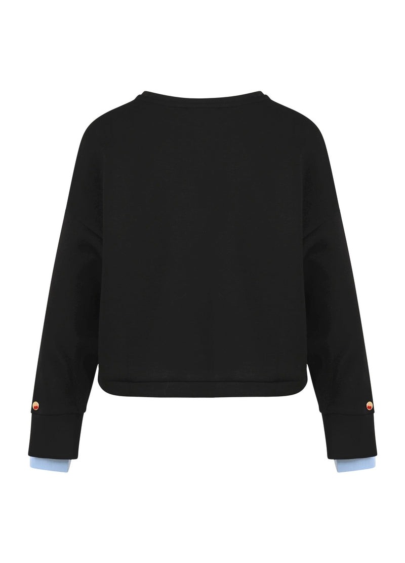 Coster Copenhagen SWEATSHIRT MED ÆRMEDETALJE Shirt/Blouse Black / ice blue - 170