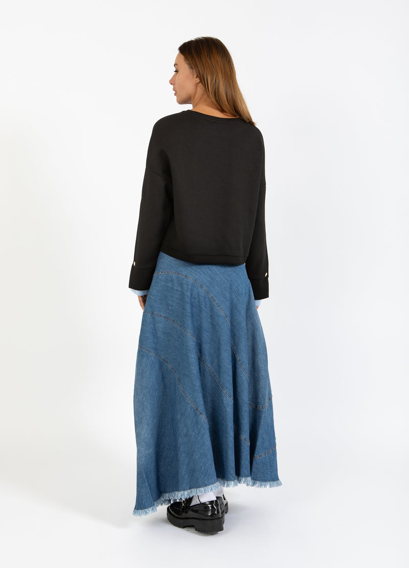 Coster Copenhagen SWEATSHIRT MED ÆRMEDETALJE Shirt/Blouse Black / ice blue - 170