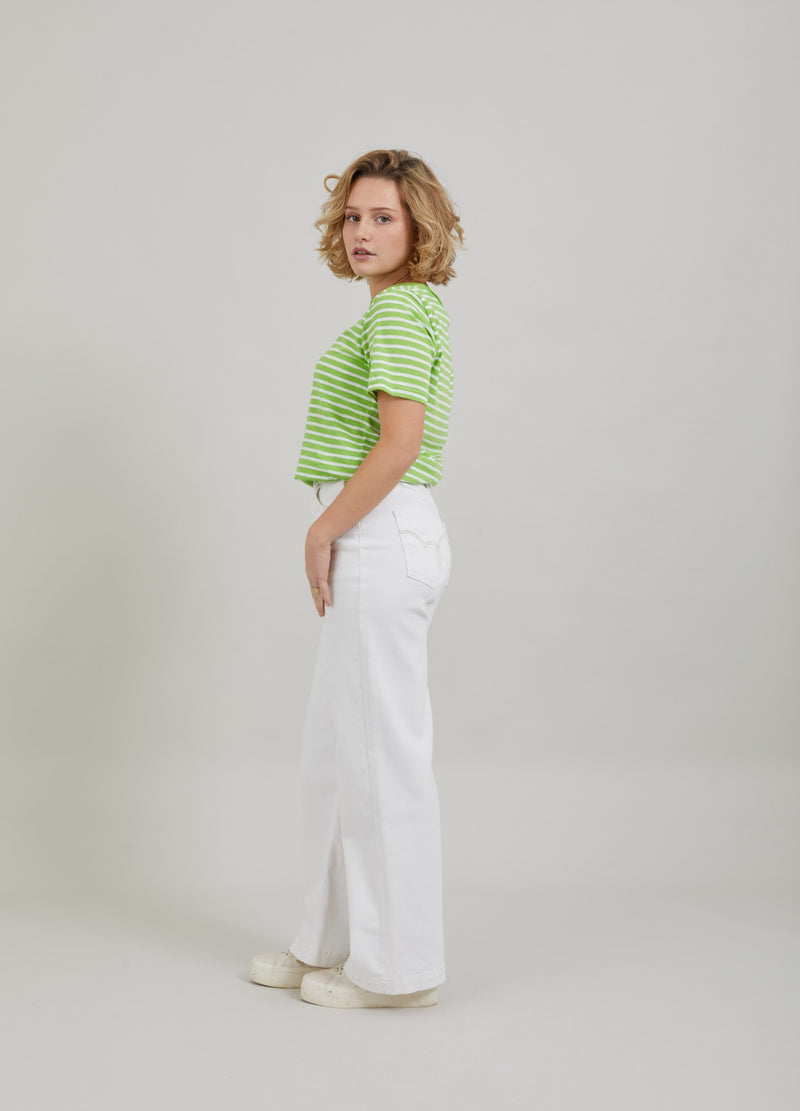 Coster Copenhagen T-SHIRT M. STRIBER - MEDIUM LANGE ÆRMER T-Shirt Flashy green stripe - 401