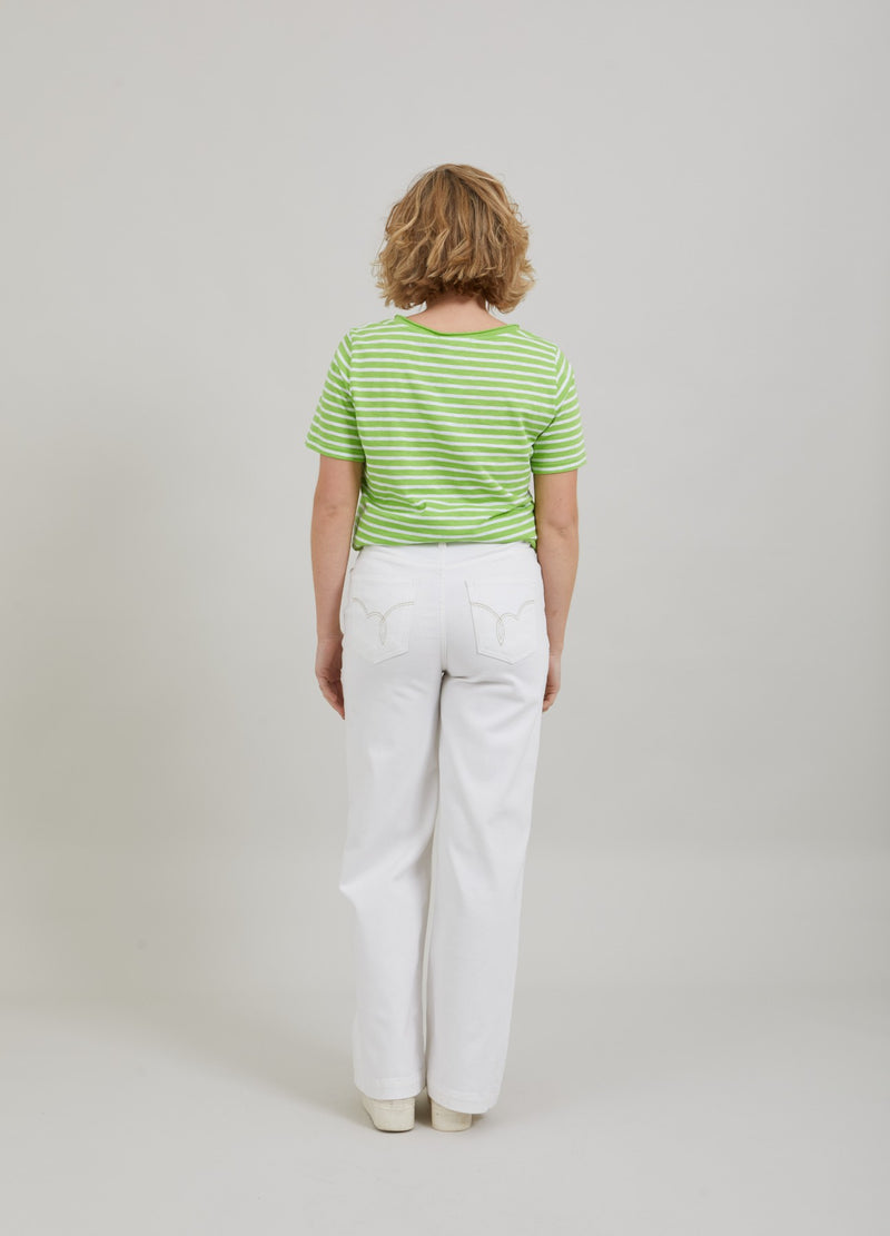 Coster Copenhagen T-SHIRT M. STRIBER - MEDIUM LANGE ÆRMER T-Shirt Flashy green stripe - 401