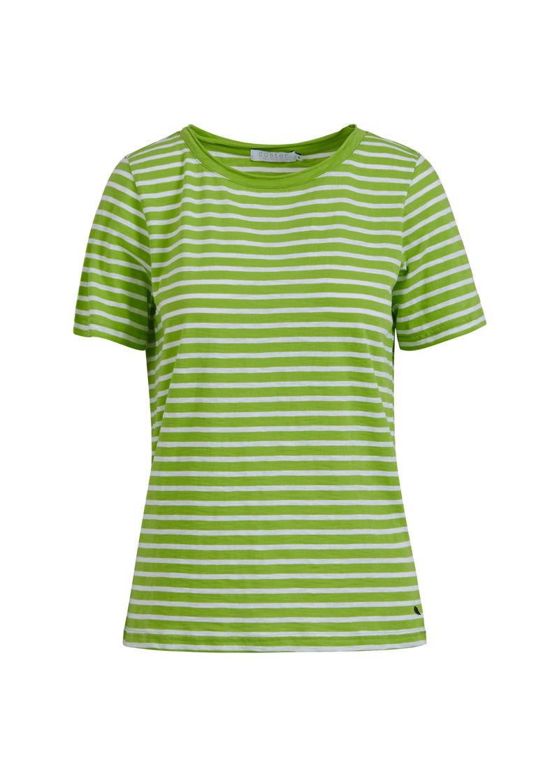 Coster Copenhagen T-SHIRT M. STRIBER - MEDIUM LANGE ÆRMER T-Shirt Flashy green stripe - 401