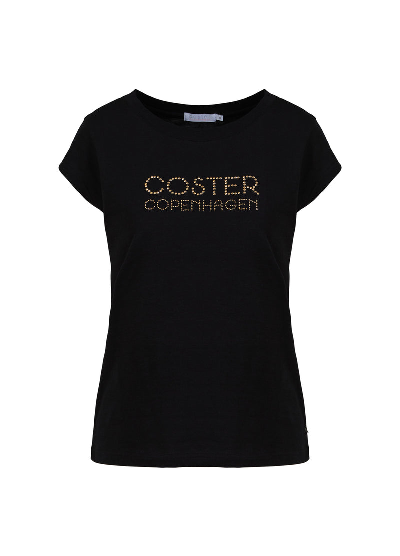 Coster Copenhagen T-SHIRT MED COSTER LOGO I NITTER - KORT ÆRME T-Shirt Black - 100