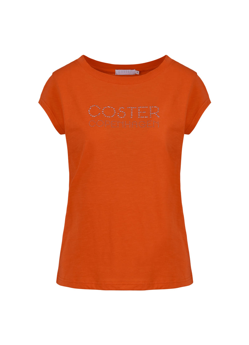 Coster Copenhagen T-SHIRT MED COSTER LOGO I NITTER - KORT ÆRME T-Shirt Mandarin - 760