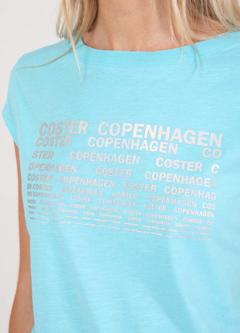 Coster Copenhagen T-SHIRT MED COSTER PRINT - KORT ÆRME T-Shirt Aqua blue - 585