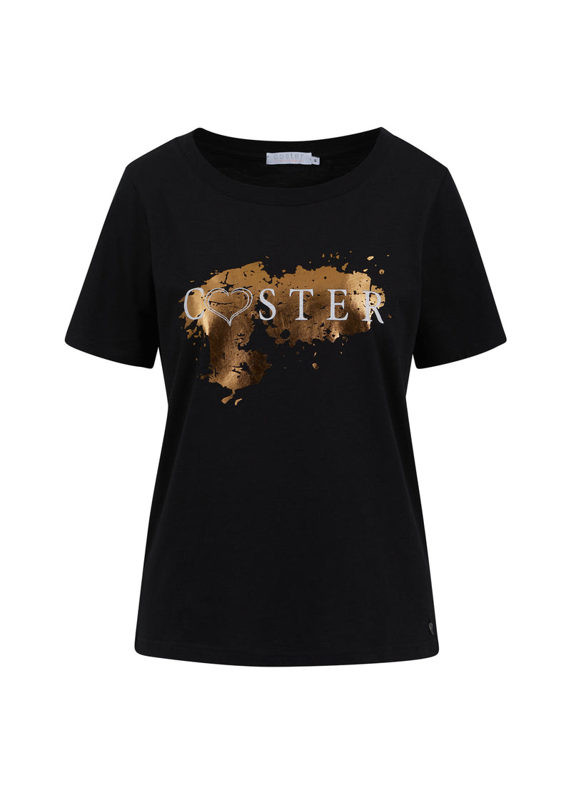 Coster Copenhagen T-SHIRT MED HEART COSTER PRINT - MIDI ÆRME T-Shirt Black - 100