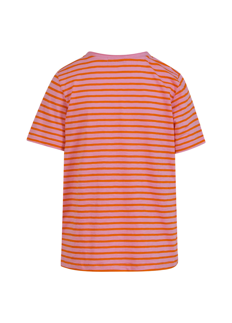 Coster Copenhagen T-SHIRT MED STRIBER - MIDI ÆRME T-Shirt Baby pink/mandarin stripe - 666