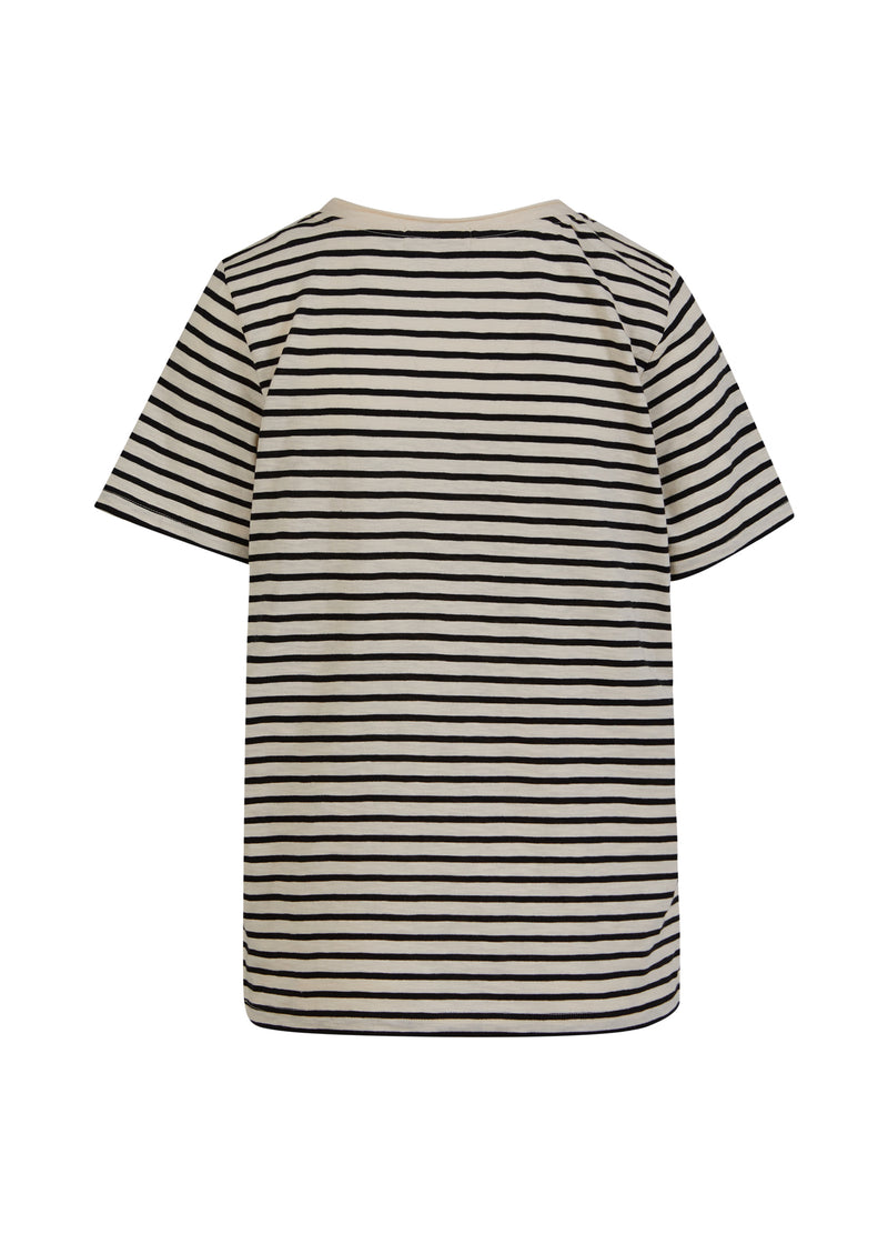 Coster Copenhagen T-SHIRT MED STRIBER - MIDI ÆRME T-Shirt Creme/black stripe - 257