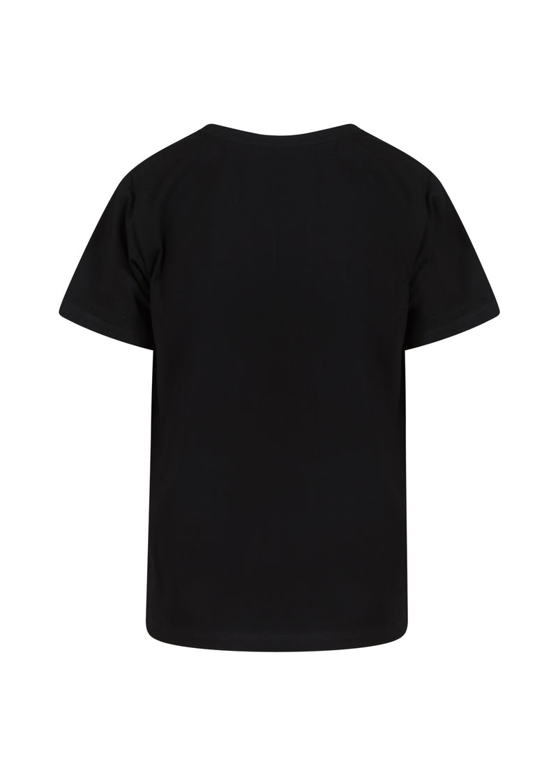 Coster Copenhagen T-SHIRT MED V-UDSKÆRING - MELLEMLANGE ÆRMER T-Shirt Black - 100