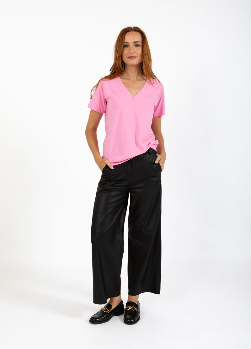 Coster Copenhagen T-SHIRT MED V-UDSKÆRING - MELLEMLANGE ÆRMER T-Shirt Bubble pink - 690