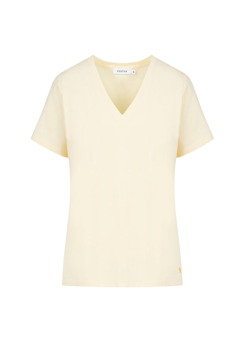Coster Copenhagen T-SHIRT MED V-UDSKÆRING - MELLEMLANGE ÆRMER T-Shirt Butter yellow - 789