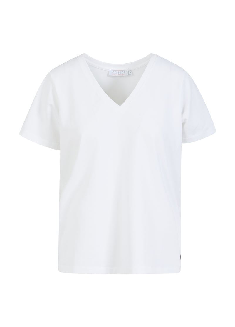 Coster Copenhagen T-SHIRT MED V-UDSKÆRING - MELLEMLANGE ÆRMER T-Shirt White - 200