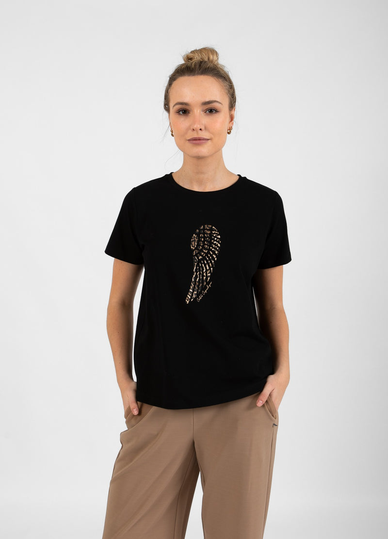 Coster Copenhagen  T-SHIRT MED VINGE - MELLEM ÆRME T-Shirt Black - 100