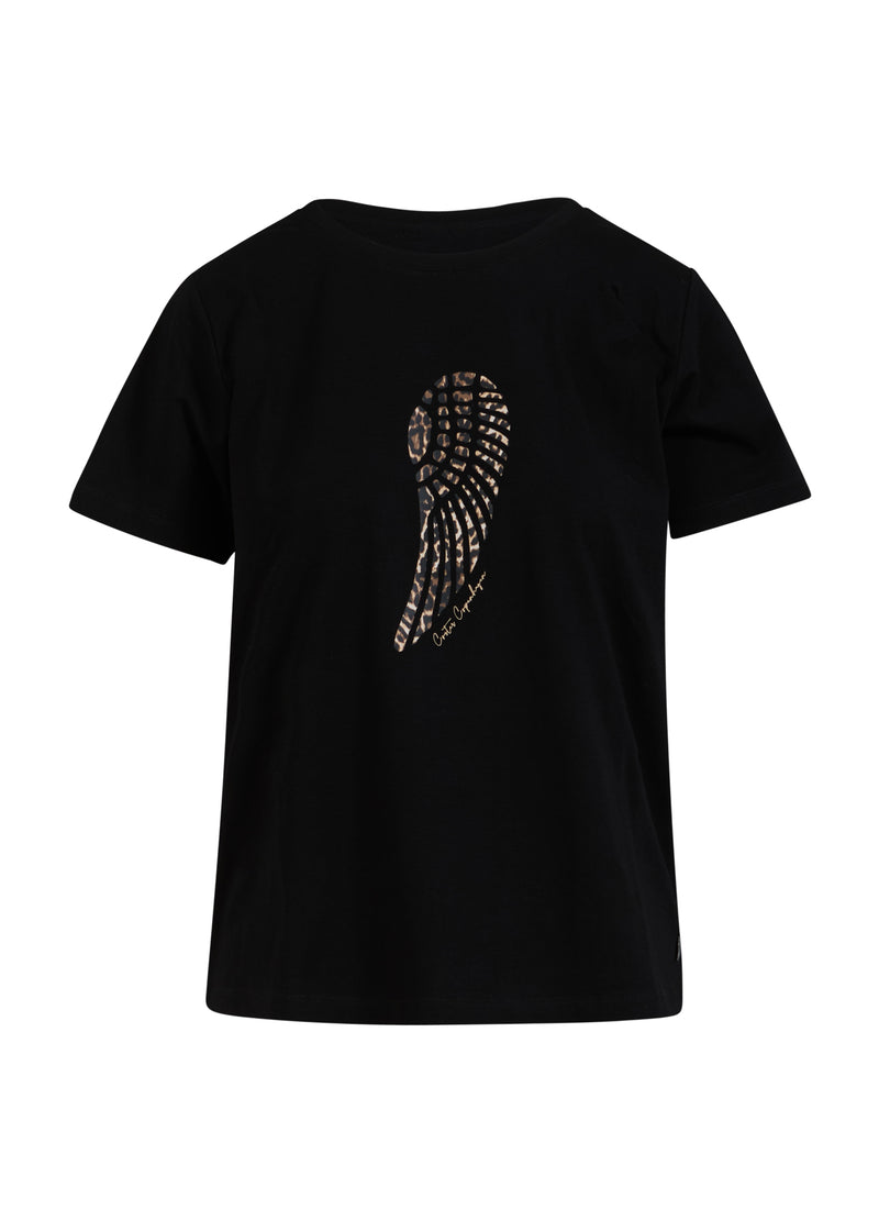 Coster Copenhagen  T-SHIRT MED VINGE - MELLEM ÆRME T-Shirt Black - 100