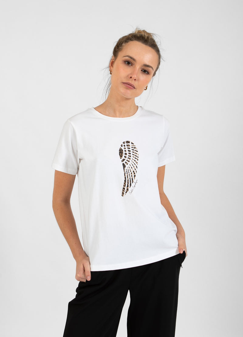 Coster Copenhagen  T-SHIRT MED VINGE - MELLEM ÆRME T-Shirt White - 200