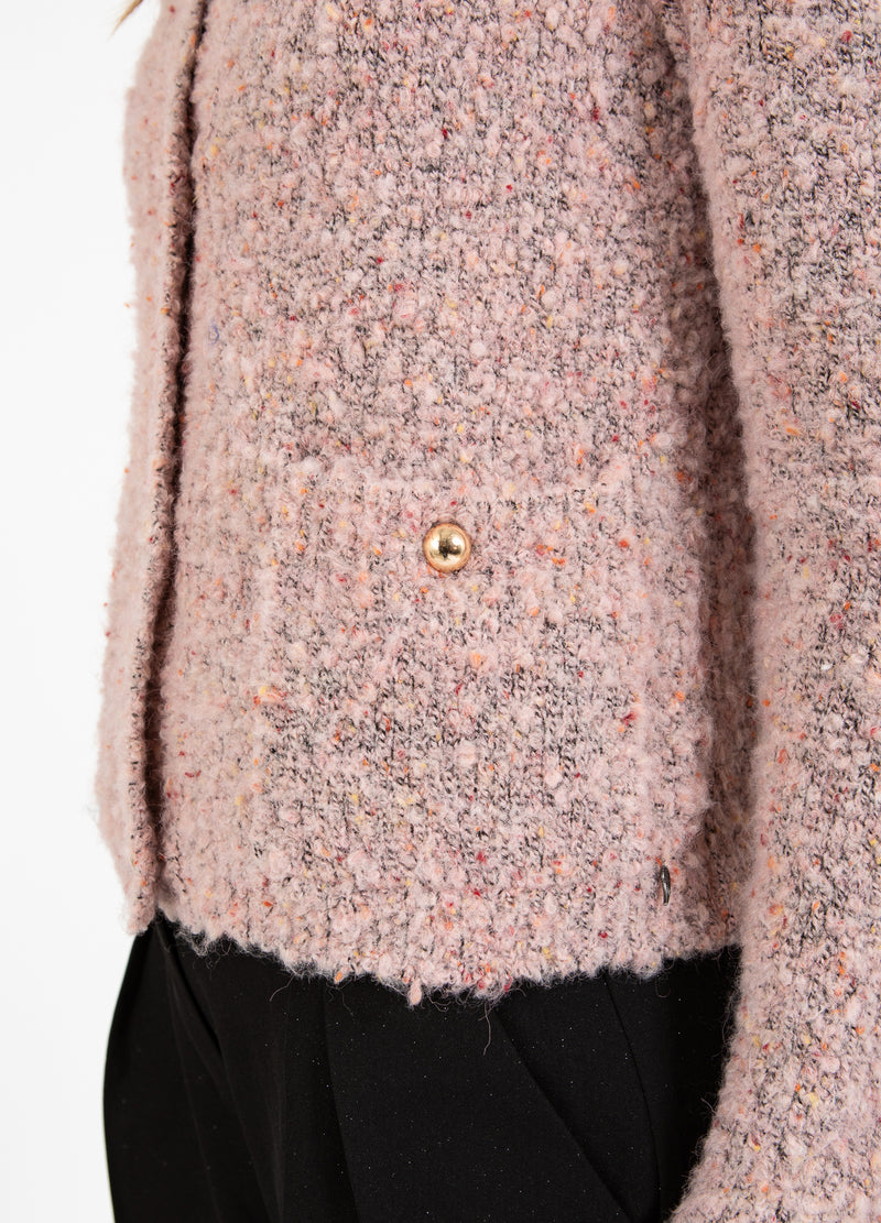 Coster Copenhagen TÆT BOUCLE CARDIGAN Knitwear Rose boucle - 677