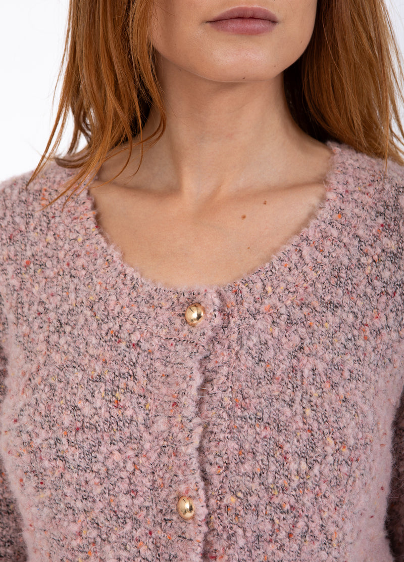 Coster Copenhagen TÆT BOUCLE CARDIGAN Knitwear Rose boucle - 677