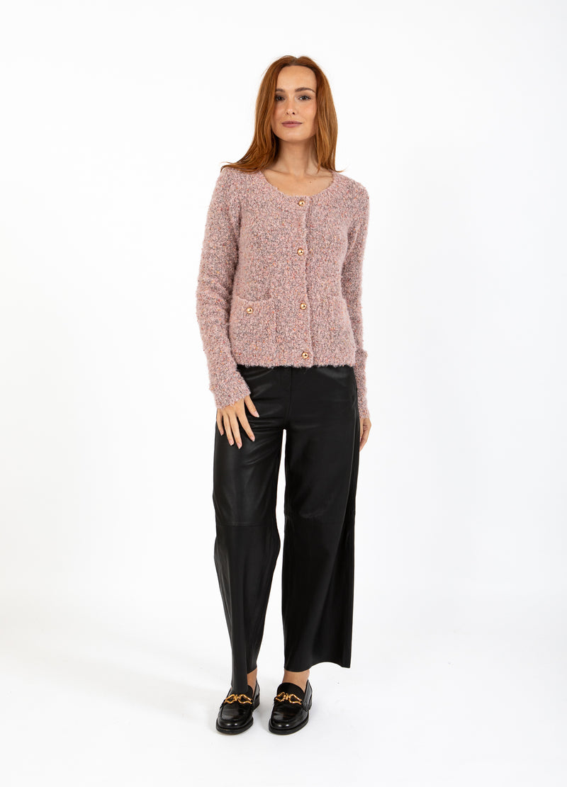 Coster Copenhagen TÆT BOUCLE CARDIGAN Knitwear Rose boucle - 677