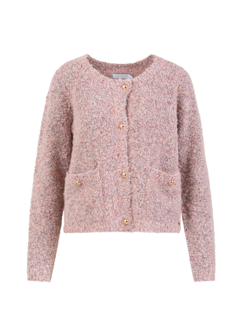 Coster Copenhagen TÆT BOUCLE CARDIGAN Knitwear Rose boucle - 677