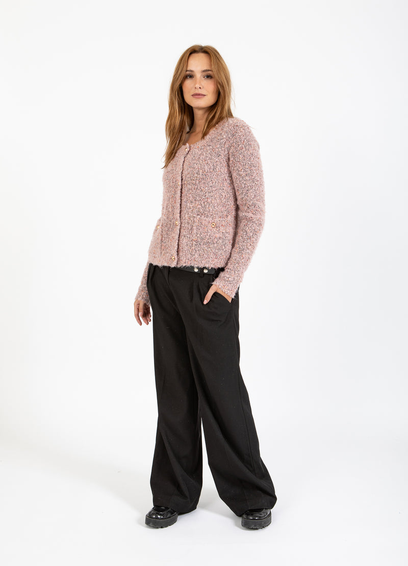 Coster Copenhagen TÆT BOUCLE CARDIGAN Knitwear Rose boucle - 677