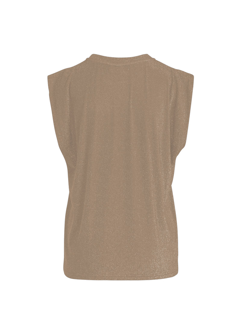 Coster Copenhagen TOP I LUREX JERSEY Top - Short sleeve Shimmer sand - 783