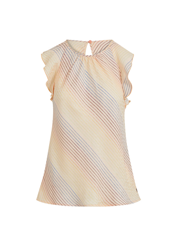 Coster Copenhagen TOP M. STRIBET REGNBUE PRINT Top - Short sleeve Rainbow stripe print - 915