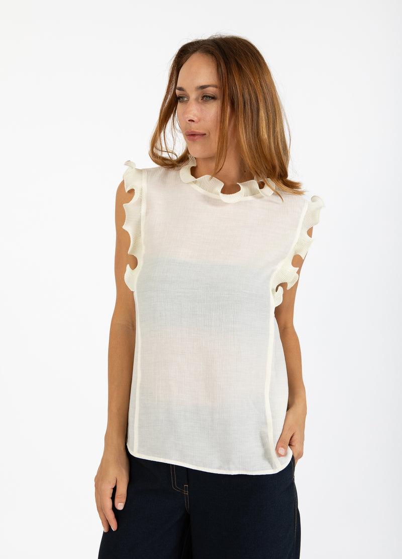 Coster Copenhagen TOP MED FLÆSER Shirt/Blouse Creme - 241