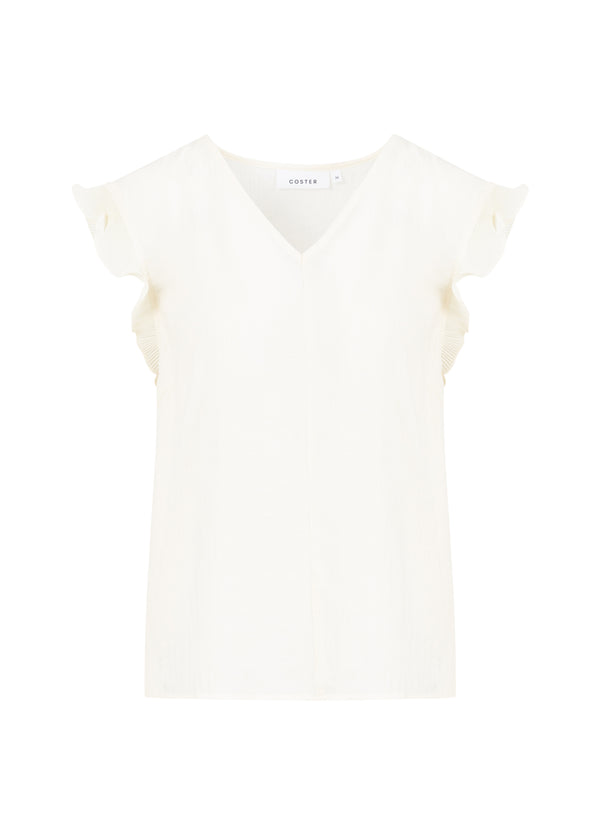 Coster Copenhagen TOP MED FLÆSER I V-UDSKÆRING Shirt/Blouse Creme - 241