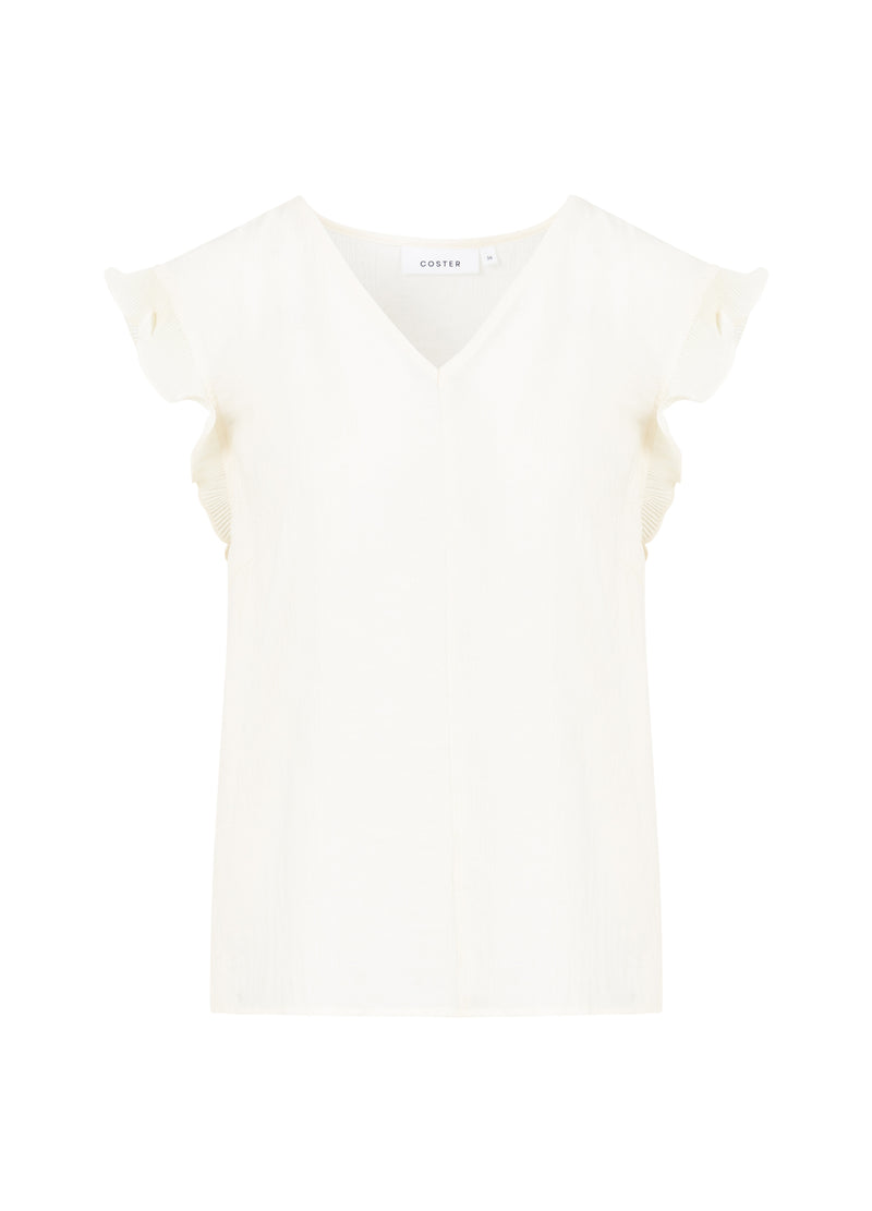 Coster Copenhagen TOP MED FLÆSER I V-UDSKÆRING Shirt/Blouse Creme - 241